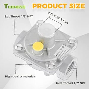 TEENGSE 1/2" Natural Gas and Liquefied Interchange Pressure Regulator, Natural Gas Pressure Regulator with 2 Brass 1/2" NPT conversion adapter for NG/LPG Applications