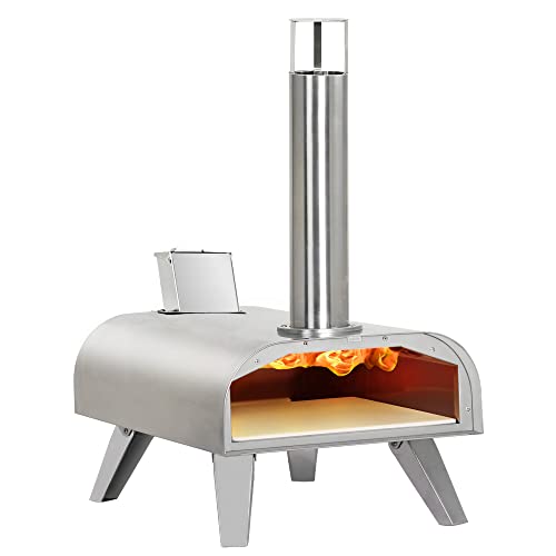 BIG HORN OUTDOORS Pizza Ovens Wood Pellet Pizza Oven Wood Fired Pizza Maker Portable Stainless Steel Pizza Grill