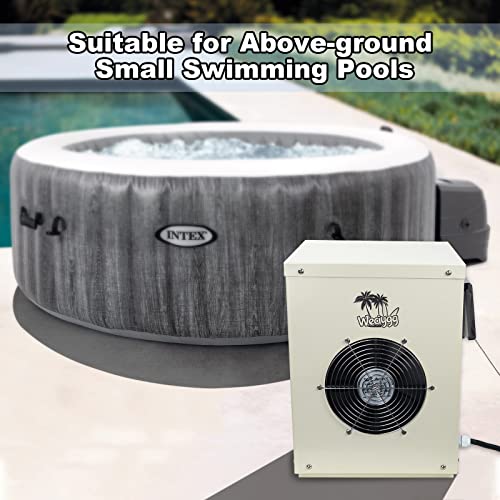 WECIYGG Mini Swimming Pool Heat Pump 12000 BTU for Above Ground Pools, 3.5 kW Electric Pool Heater with Titanium Heat Exchanger, 110V 60Hz, Up to 2000 Gallons