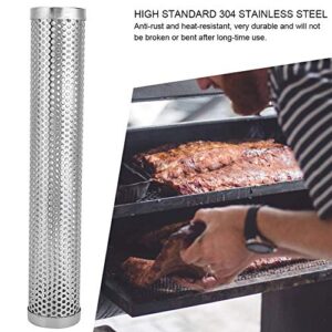 Smoker Tube, Perforated Stainless Steel Portable Smoker Tube Made of 304 Stainless Steel Density Diffusion Holes for Electric Gas Charcoal Grill Smokers