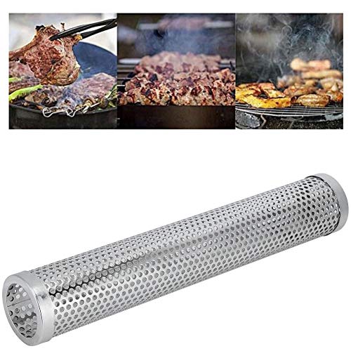 Smoker Tube, Perforated Stainless Steel Portable Smoker Tube Made of 304 Stainless Steel Density Diffusion Holes for Electric Gas Charcoal Grill Smokers