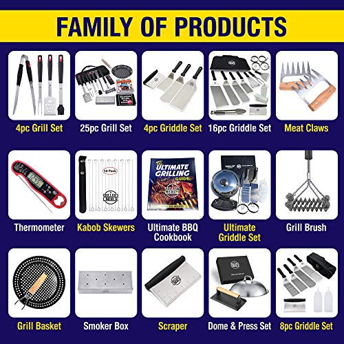 Grillers Choice Griddle Accessories, Flat Top Grill Accessories.Commercial Quality Cast Iron Grill Press and Melting Dome. Griddle Grill Dome for Cooking and Griddle Cheese Press.