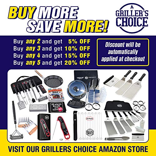 Grillers Choice Griddle Accessories, Flat Top Grill Accessories.Commercial Quality Cast Iron Grill Press and Melting Dome. Griddle Grill Dome for Cooking and Griddle Cheese Press.