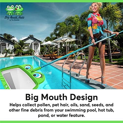 Effortlessly Clean Your Pool with The Skimmie Ms. Frog Large Leaf Rake - 20" Wide Big Mouth Pool Skimmer Net for Above Ground and In Ground Pools, Spa Hot Tubs, and Ponds