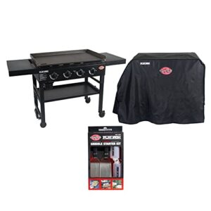 char-griller e8936 flat iron four burner gas griddle grill + grill cover + griddle accessory kit bundle