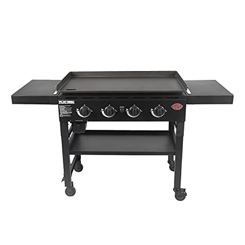Char-Griller E8936 Flat Iron Four Burner Gas Griddle Grill + Grill Cover + Griddle Accessory Kit Bundle