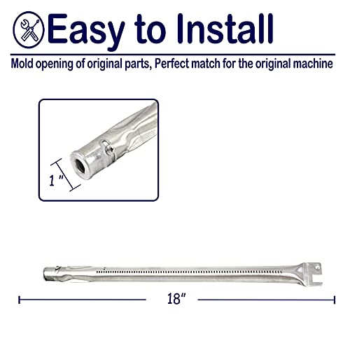 YOUFIRE Gas Burners Tube 18" x 1" Pipe Burner Grill Replacement Parts for for Affinity 3000 Series, 4 Burner Ducane Affinity 3100 3200 3400, 4100, Affinity 31421001, Stainless Steel Burners