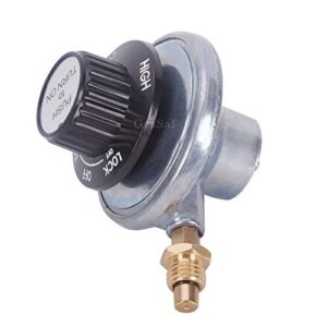 GasSaf Propane Gas Grill Control Valve Table Top Regulator with a 1"-20 Female Throwaway Cylinder Thread Inlet and an Orifice Outlet.
