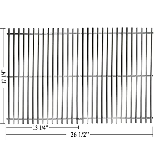 Hisencn Replacement Parts for Master Forge 1010037 Gas Grill Models, Stainless Steel Burners, Stainless Heat Plates Tent Shield and Cooking Grids Grill Grate Repair Kit