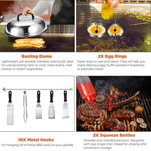 Commercial Chef 61 Piece Griddle Grill Accessories Set + BBQ Grilling Tools Grill Set for Smoker, Camping, Kitchen, Barbecue, Flat Top Teppanyaki Hibachi and Ideal Mens Gift