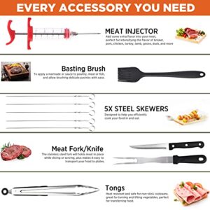 Commercial Chef 61 Piece Griddle Grill Accessories Set + BBQ Grilling Tools Grill Set for Smoker, Camping, Kitchen, Barbecue, Flat Top Teppanyaki Hibachi and Ideal Mens Gift