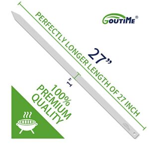 Goutime Kabob Skewers, 27 Inch,1 Inch Wide Stainless Steel Flat BBQ Barbecue Kebab Skewers,No-Wood Handle,for Persian,Brazilian,Koobideh Grilling,Set of 7 with Storage Bag