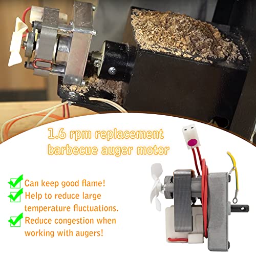 IVONNEY Auger Motor for Pit Boss Traeger Auger Motor Replacement, Grill Auger Motor Compatible with Pellet Grills & Camp Chef Smoker Grill - 1.6Rpm Barbecue Auger Motor, 110V 60Hz 