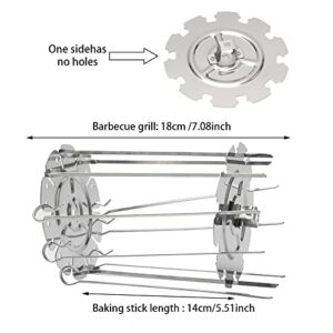 Pilarmuture Stainless Steel BBQ Grill Cage,Metal Roaster Rotisserie Skewers Needle Cage,with 10 Sticks,Meat Skewer Kebab Maker for Rotisserie Oven Roaster,Rotary Skewer Cage,NO Rotary Rod(Silver)