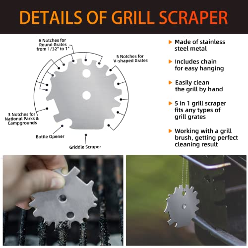 Grill Brush for Outdoor Grill, Bristle Free & Wire Combined BBQ Brush for Grill Cleaning Including Grill Scraper, Safe 17" Stainless Steel BBQ Accessories Grill Cleaner Brush, Awesome Gifts for Men