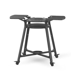 solo stove portable pi stand | outdoor stand for pi pizza oven on wheels, with shelf & gas tank storage, split table top, powder-coated stainless steel, dimensions (lxw): 47.3 x 38.1 in, 45 lbs, black