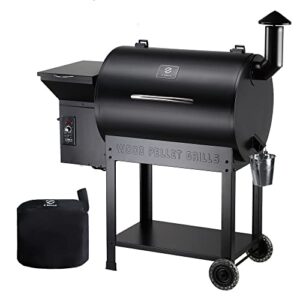 z grills wood pellet grill bbq smoker for outdoor cooking with meat probe and cover, zpg-7002b black