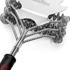 Grillaholics Grill Brush Bristle Free - Safe Grill Cleaning with No Wire Bristles - Professional Heavy Duty Stainless Steel Coils and Scraper - Lifetime Manufacturers Warranty