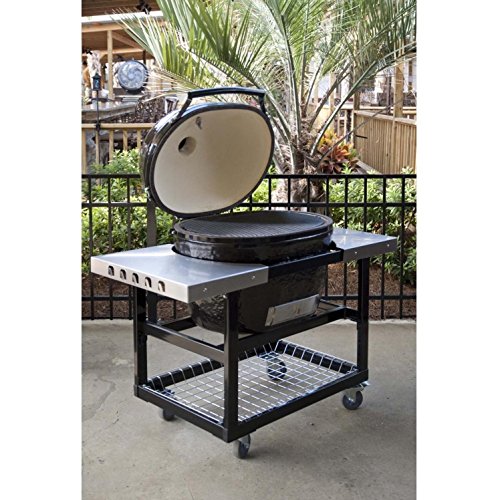 Primo Ceramic Charcoal Smoker Grill On Cart With Side Tables - Oval Xl