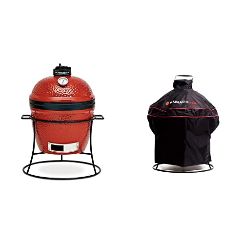 Kamado Joe Jr. 13.5 inch Blaze Red Charcoal Grill + Cover Bundle