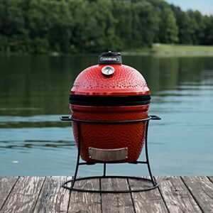 Kamado Joe Jr. 13.5 inch Blaze Red Charcoal Grill + Cover Bundle