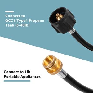SHINESTAR 4FT Universal Propane Adapter Hose - Connect 1lb Small Appliances to Large Tanks - Compatible with Table Top Grills, Portable Heaters, Propane Stoves, Lanterns and More
