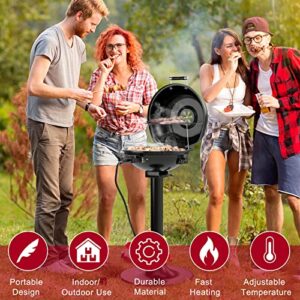 Giantex Electric BBQ Grill 1600W, Removable Non-Stick Grill Rack, Warming Rack, Oil Drip Tray, Adjustable Temperature, Portable Outdoor Electric Grill for Camping Picnic Tailgating, Black