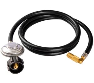 dozyant 6 feet propane regulator and hose with elbow adapter for blackstone 17 inch and 22 inch table top griddle, replacement parts connect to large 20 propane tank