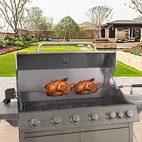 Royal Gourmet Universal Complete Rotisserie Kit for Grills, 36’’/50’’, 8x8 mm Square Spit Rod, Stainless Steel