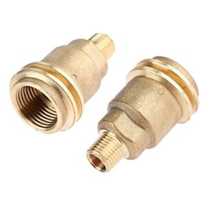 mtsooning 2pcs 1/4 inch qcc1 solid brass nut, propane hose adapter gas fitting adapter male pipe thread propane quick connector