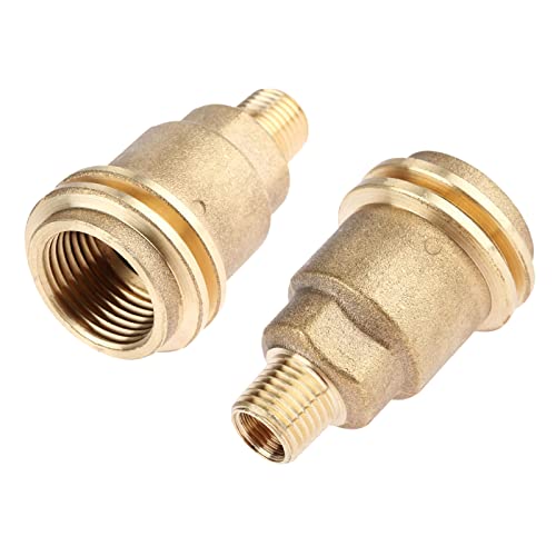 Mtsooning 2PCS 1/4 Inch QCC1 Solid Brass Nut, Propane Hose Adapter Gas Fitting Adapter Male Pipe Thread Propane Quick Connector