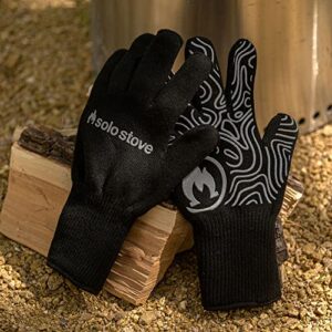 Solo Stove High Heat Gloves, Grill/BBQ Gloves, Oven Mitts, Heat-Resistant up to 450°F, Non-Slip, Black, One Size