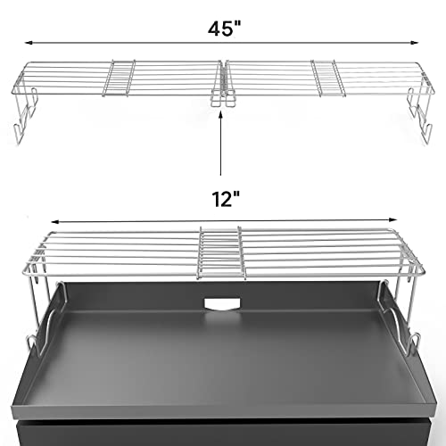 Universal Griddle Warming Rack Adjustable for Blackstone 17" 22" 28" 36" Griddles Accessories, for Royal Gourmet, Cuisinart, Pit Boss, Camp Chef & Most 17''~ 36'' Griddles, Stainless Steel BBQ Rack