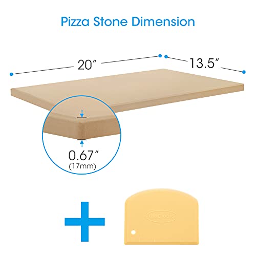 Unicook Large Pizza Stone 20 Inch, Rectangular Baking Stone 20" x 13.5", Heavy Duty Cordierite Bread Stone for Oven Grill, Thermal Shock Resistant, Ideal for Baking Different Sizes of Pizzas or Bread