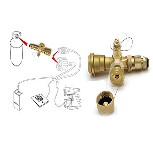 MCAMPAS Propane Cylinder Brass Tee with 4 Port Adapter for Motorhomes Tank RV Camping