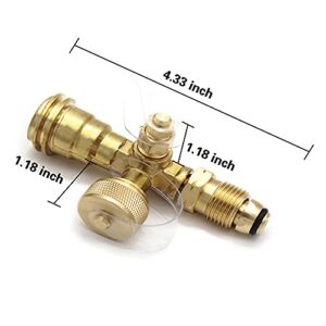 MCAMPAS Propane Cylinder Brass Tee with 4 Port Adapter for Motorhomes Tank RV Camping