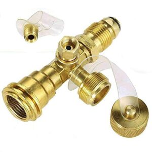 MCAMPAS Propane Cylinder Brass Tee with 4 Port Adapter for Motorhomes Tank RV Camping