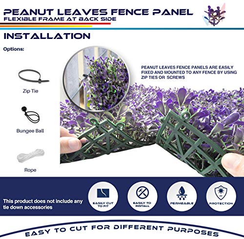 Windscreen4less Artificial Plant Leaves Faux Ivy Leaf Decorative Wall Fence Screen 20'' x 20" Purple Peanut Leaves 16 Pcs