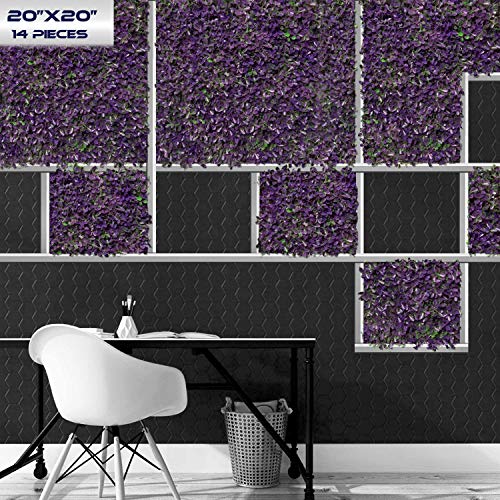 Windscreen4less Artificial Plant Leaves Faux Ivy Leaf Decorative Wall Fence Screen 20'' x 20" Purple Peanut Leaves 14 Pcs