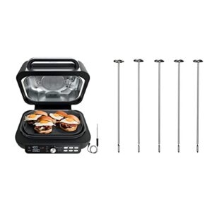 ninja ig651 foodi smart xl pro 7-in-1 indoor grill/griddle combo, black with 120ky300 foodi grill kebab skewers, 7.25 inches, stainless steel