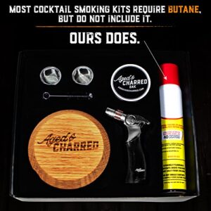 Cocktail Smoker Kit with Torch & Wood Chips (Butane Included) for Whiskey, Bourbon & More - Drink Smoker made of 100% Oak - Old Fashioned Smoker Kit - Whiskey Gifts for Men