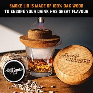 Cocktail Smoker Kit with Torch & Wood Chips (Butane Included) for Whiskey, Bourbon & More - Drink Smoker made of 100% Oak - Old Fashioned Smoker Kit - Whiskey Gifts for Men