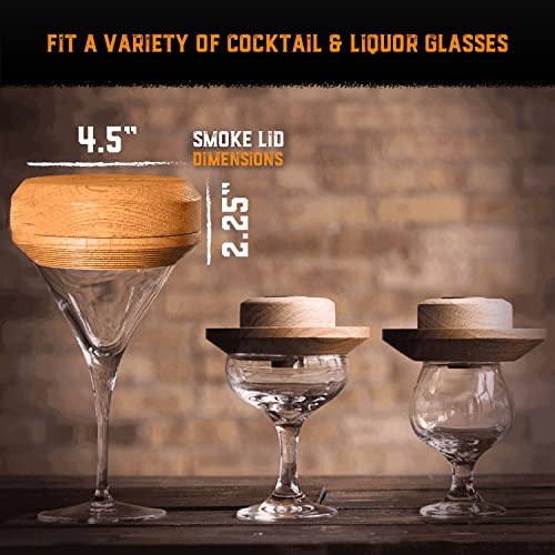 Cocktail Smoker Kit with Torch & Wood Chips (Butane Included) for Whiskey, Bourbon & More - Drink Smoker made of 100% Oak - Old Fashioned Smoker Kit - Whiskey Gifts for Men