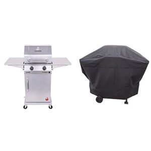 char-broil 463660421 performance 2-burner cabinet style liquid propane gas grill, stainless steel & performance grill cover, 2 burner: medium
