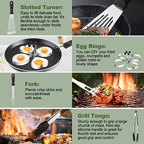 Griddle Accessories Kit, 43PCS Flat Top Grill Accessories Set for Blackstone and Camp Chef, Grill BBQ Spatula Set with Enlarged Spatulas, Basting Cover, Scraper, Tongs for Outdoor BBQ