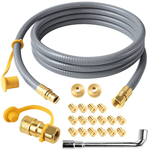 5249 Propane to Natural Gas Conversion Kit for Grill, Compatible with Blackstone 28"/36" Griddles, Rangetop Combo, Single Burner Rec Stove & Tailgater, 10FT Gas Hose & 3/8" Quick Connect Fitting