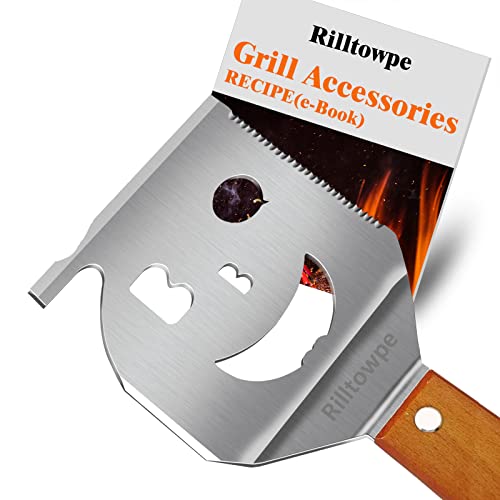 5-in-1 Grill Spatula for Outdoor Grill, Grill Grate Lifter and Stainless Steel Spatula, Grill Accessories for Outdoor Grilling. 18 Inch Stainless Steel Grill Tools，Unique BBQ Gifts