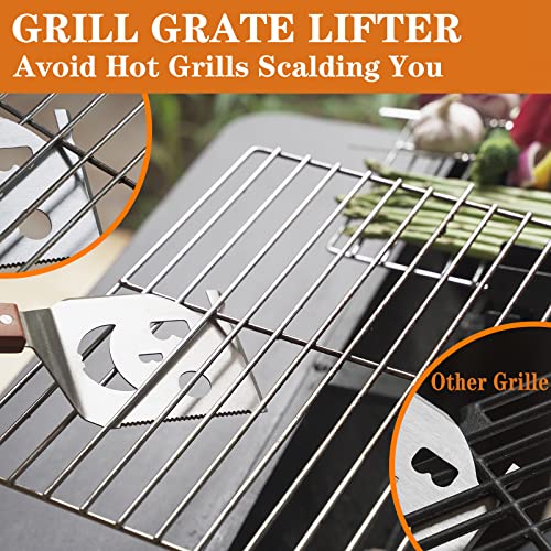 5-in-1 Grill Spatula for Outdoor Grill, Grill Grate Lifter and Stainless Steel Spatula, Grill Accessories for Outdoor Grilling. 18 Inch Stainless Steel Grill Tools，Unique BBQ Gifts