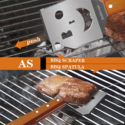 5-in-1 Grill Spatula for Outdoor Grill, Grill Grate Lifter and Stainless Steel Spatula, Grill Accessories for Outdoor Grilling. 18 Inch Stainless Steel Grill Tools，Unique BBQ Gifts