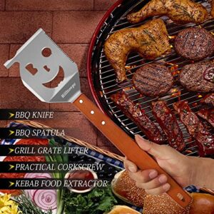 5-in-1 Grill Spatula for Outdoor Grill, Grill Grate Lifter and Stainless Steel Spatula, Grill Accessories for Outdoor Grilling. 18 Inch Stainless Steel Grill Tools，Unique BBQ Gifts